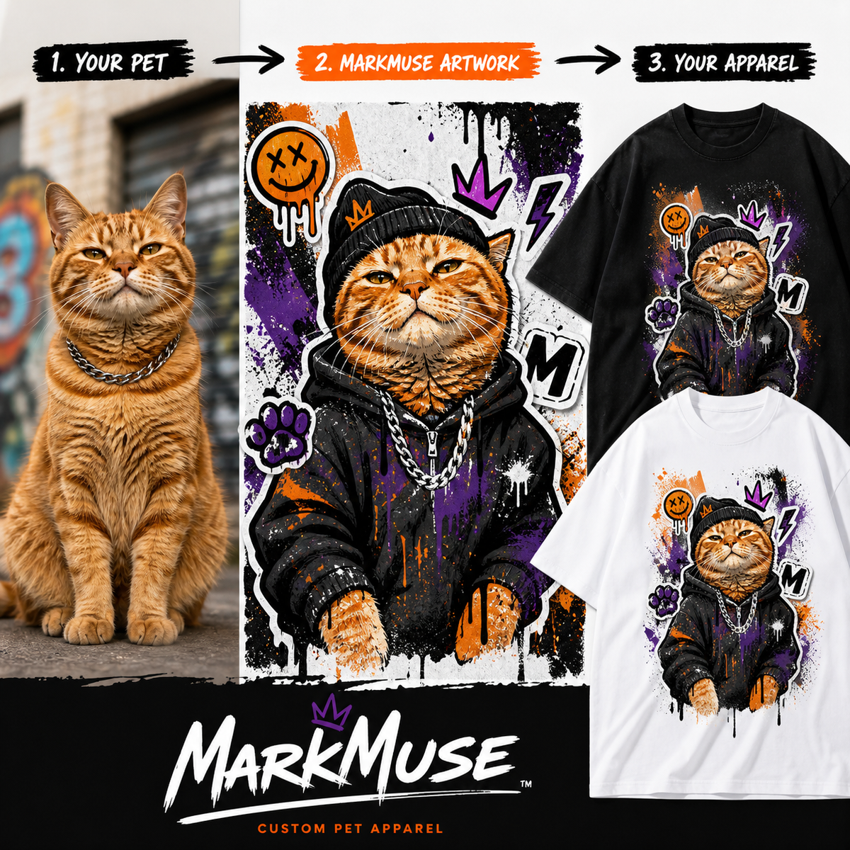 Streetwear graffiti custom pet art style for apparel