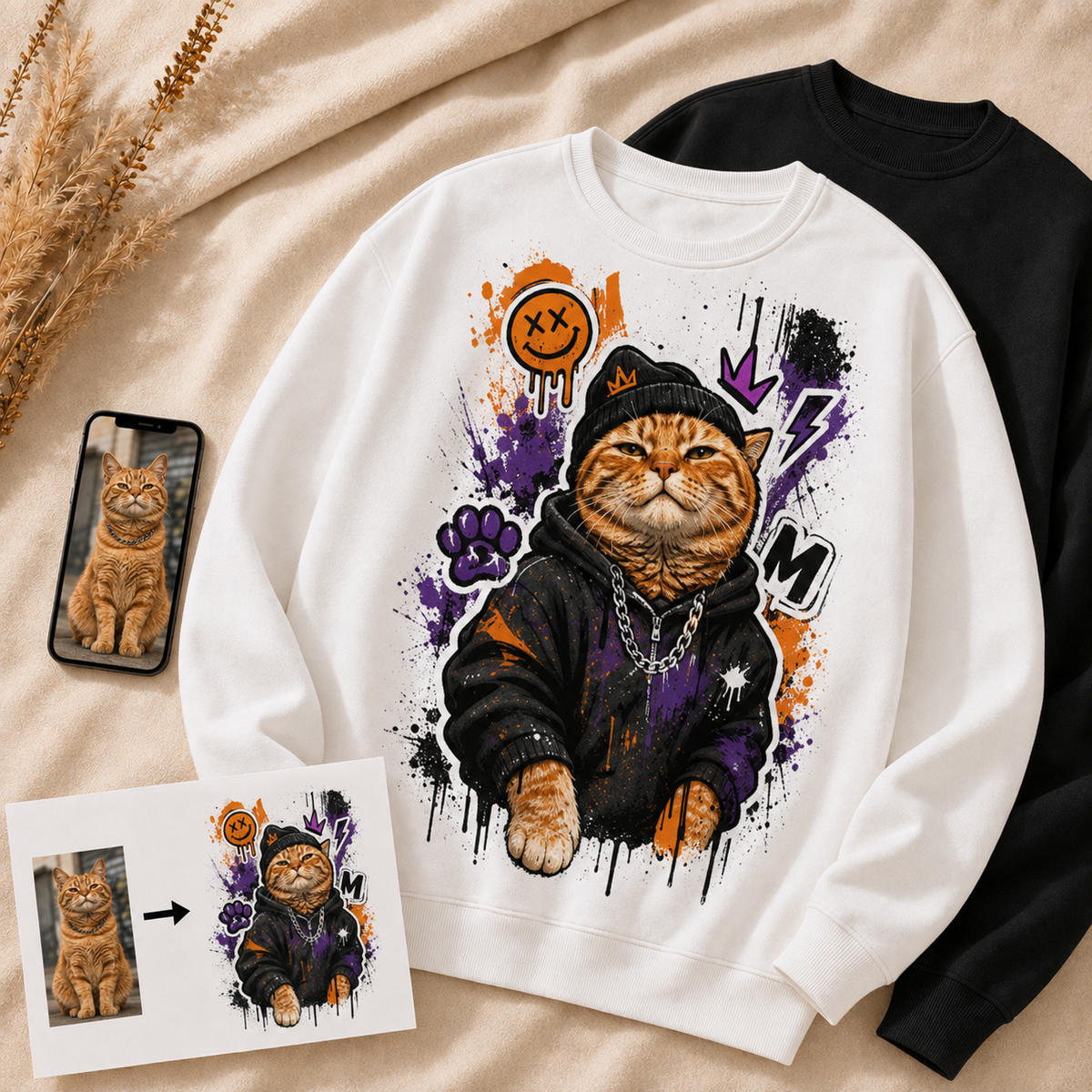Custom Pet Art Crewneck Sweatshirt