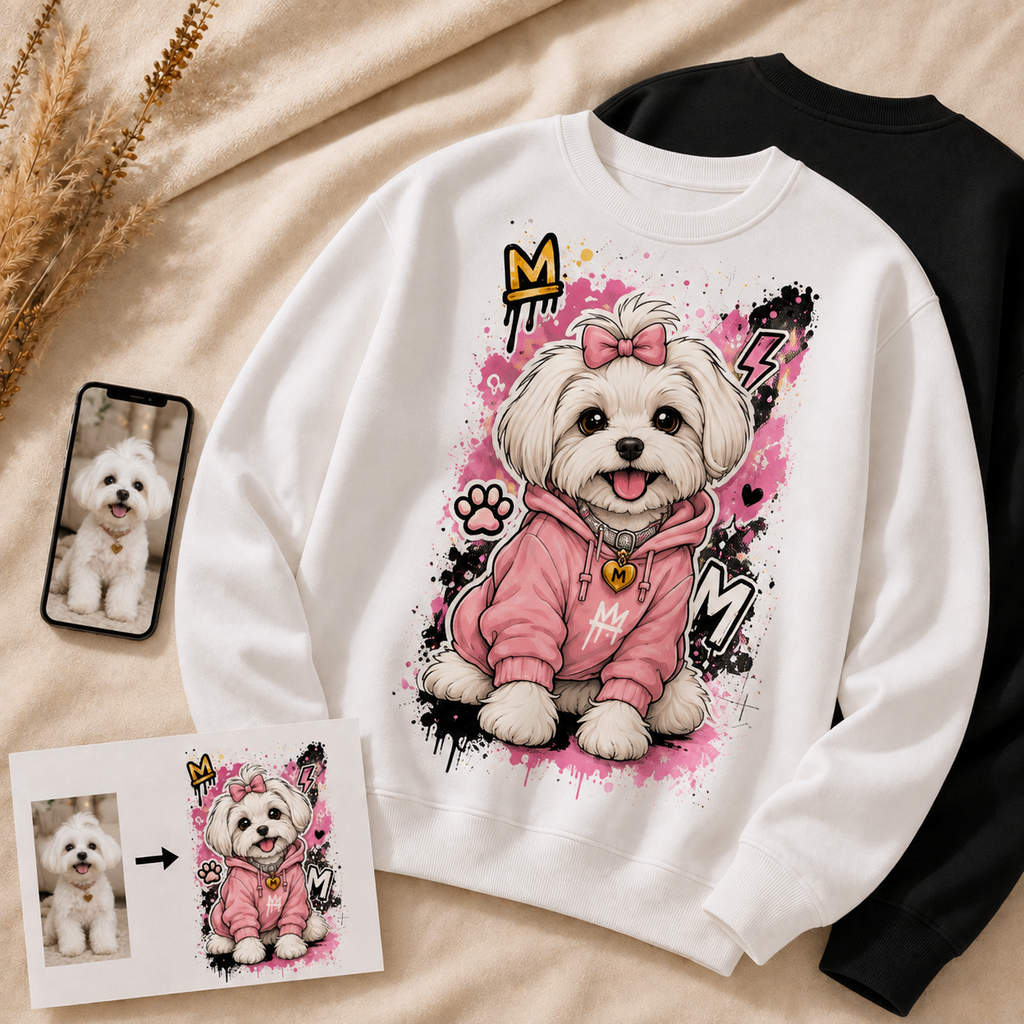 Custom Pet Art Crewneck Sweatshirt