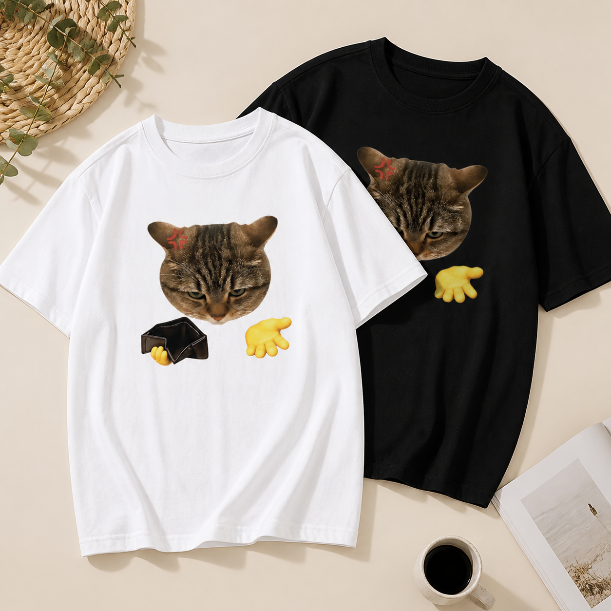 Broke Cat Tee in black and white