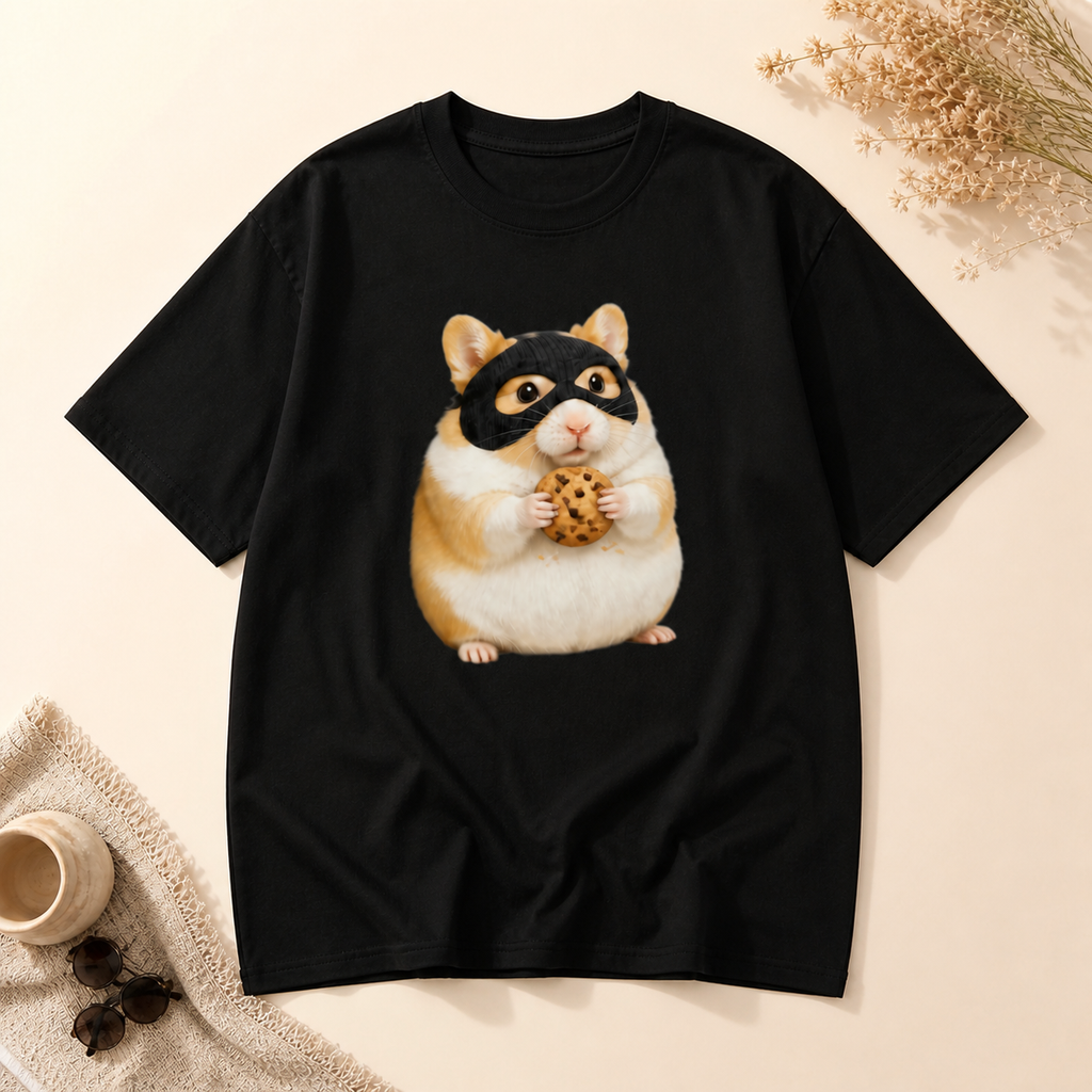 Snack Bandit Hamster Tee black graphic T-shirt