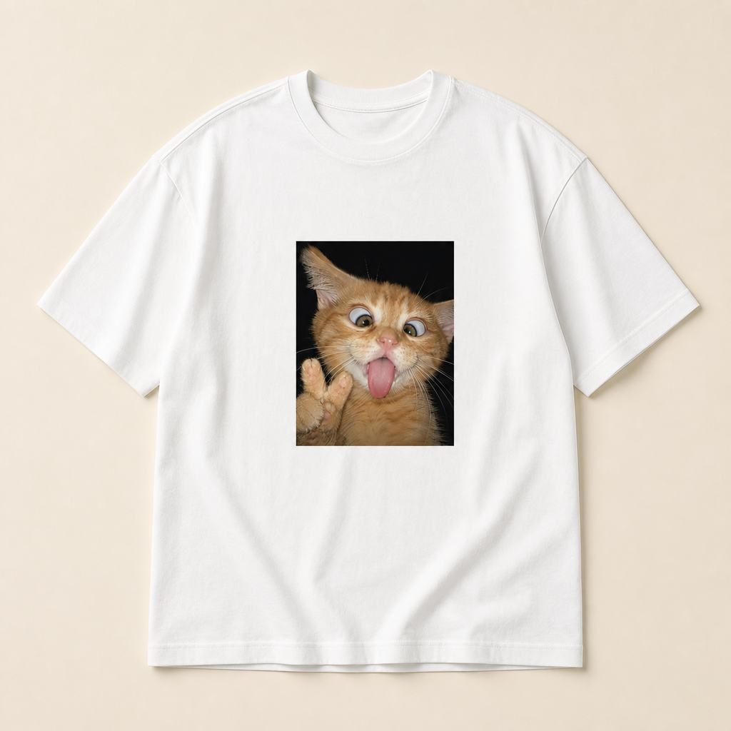 Tongue Out Cat Graphic Tee