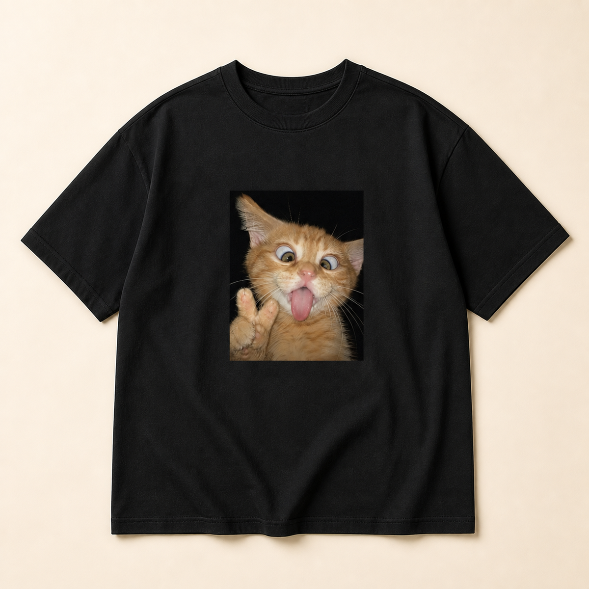 Tongue Out Cat Graphic Tee
