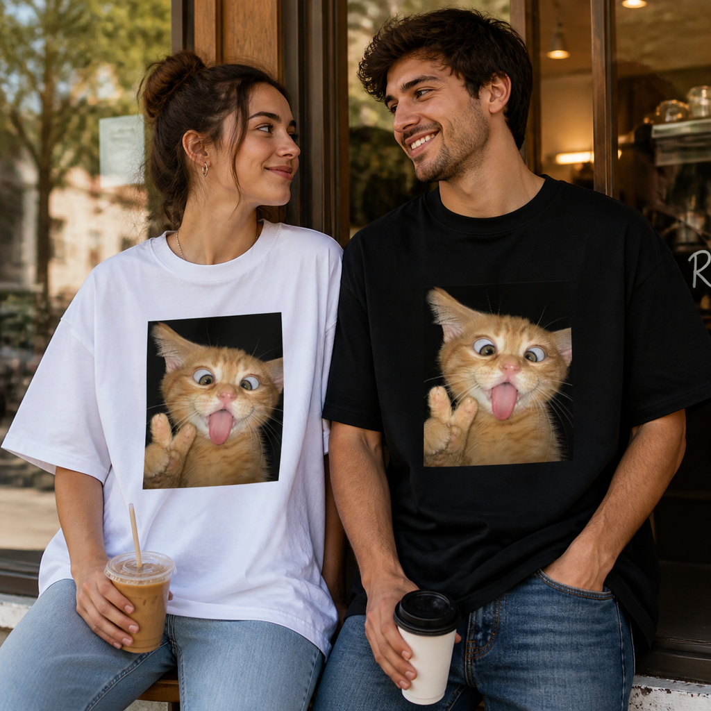 Tongue Out Cat Graphic Tee